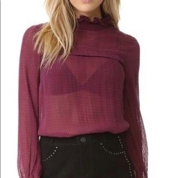 Saloni Emile D silk top basket weave dark plum sz0 - Picture 2 of 11